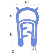 Silicone edge protection profile with bulb | blue | FDA approved | 19 x 9,6 mm | clamping range 0,5 - 2,0 mm | roll 50 meter